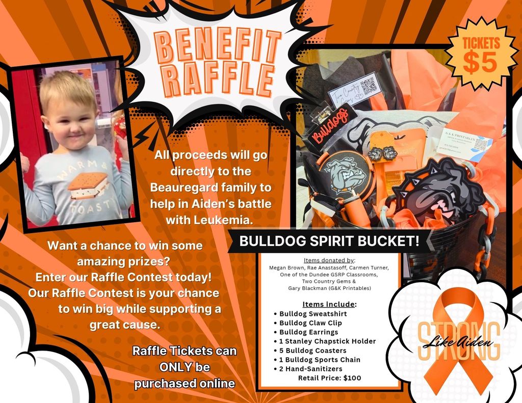 Help Us Support Team Aiden! 🧡  Bulldogs Raffle Basket Tickets! 🎟️ $5 a piece 💰 Online Payment ONLY - Using the QR Code or the link below - https://summerfieldmi.infinitecampus.org/campus/store/summerfield
