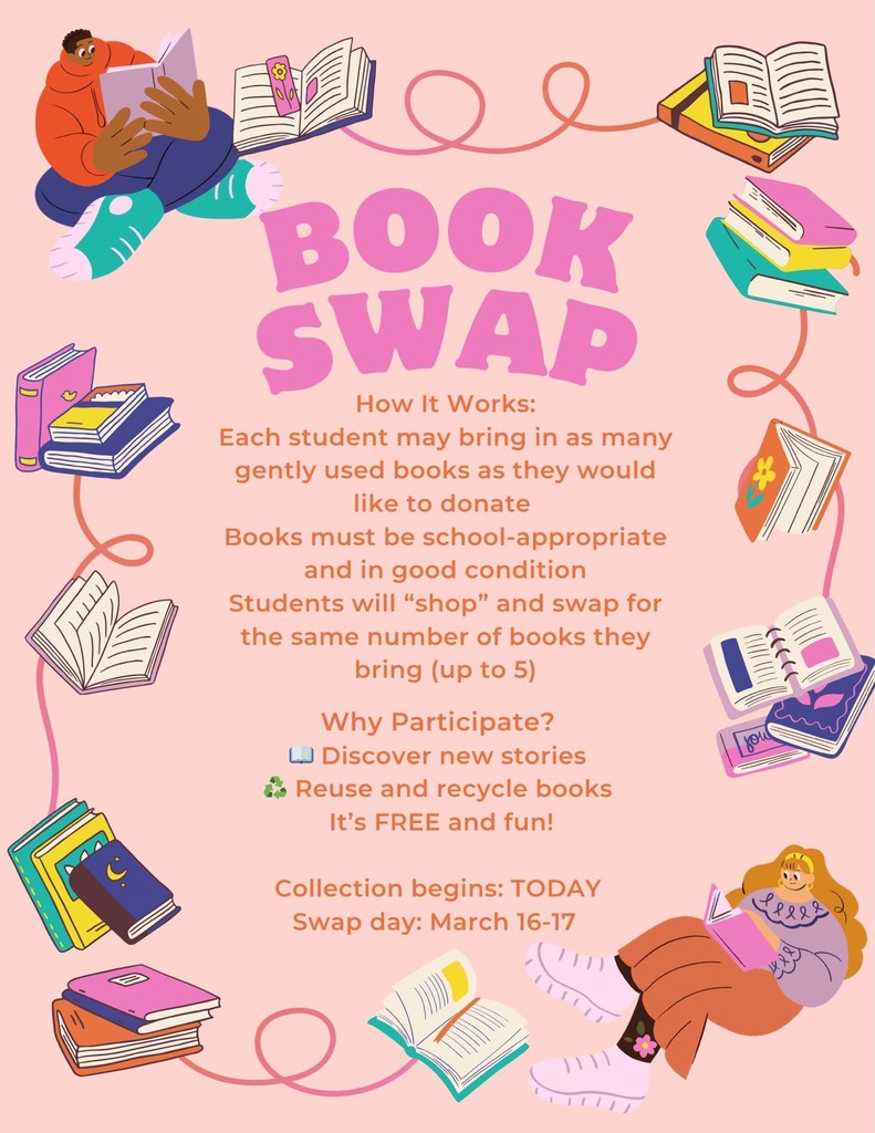 The annual book swap is happening now. All books that are being donated should be brought in by Thursday this week!
