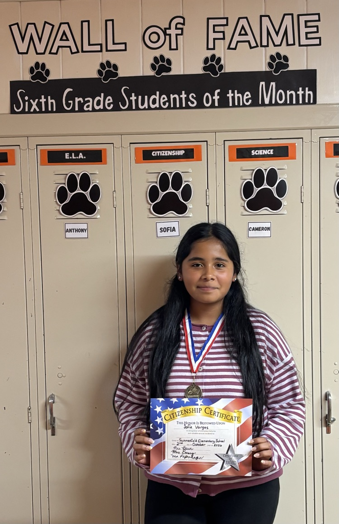 Sofia Vargas was recognized with the Citizenship Award for the month of September.