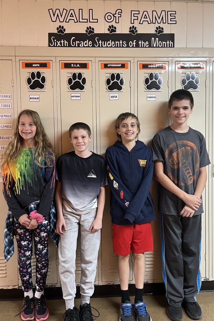 Students of the Month for Math, ELA, Science, and Geography