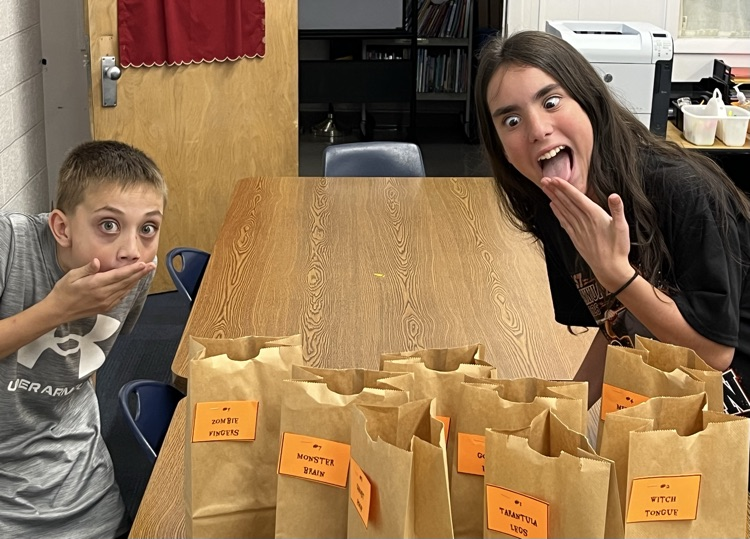 Creepy fun in sixth-grade Science this week! Spooky touch-and-tell bags, pumpkin catapults, and spider web bridges!