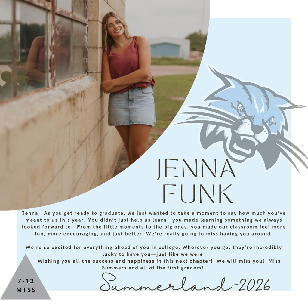 Congratulations, Jenna! From Miss Summers