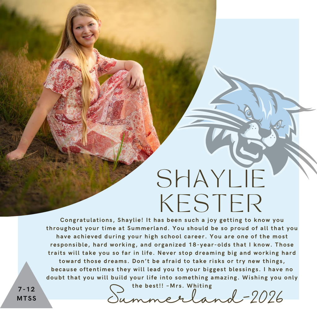 Senior Salute for Shaylie Kester, written by Mrs. Whiting