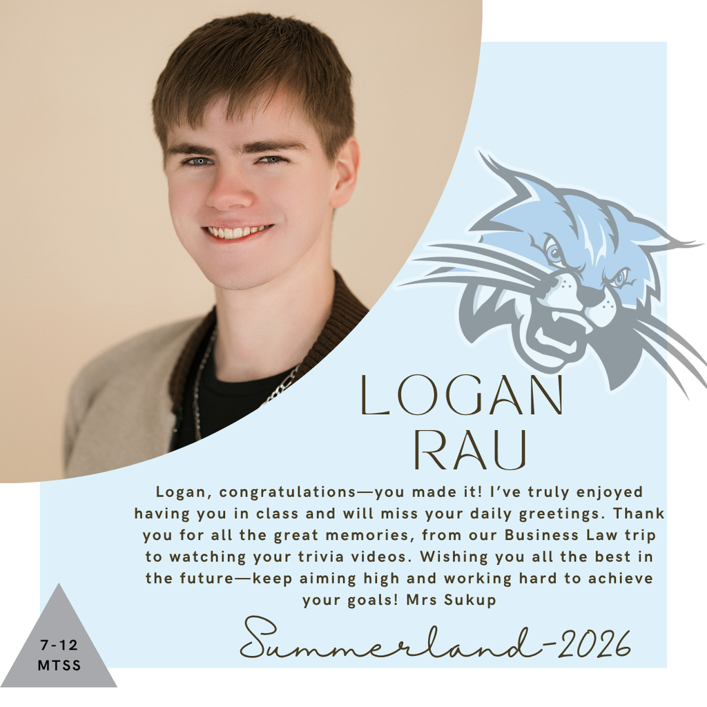 Senior Salute for Logan Rau written by Mrs. Sukup