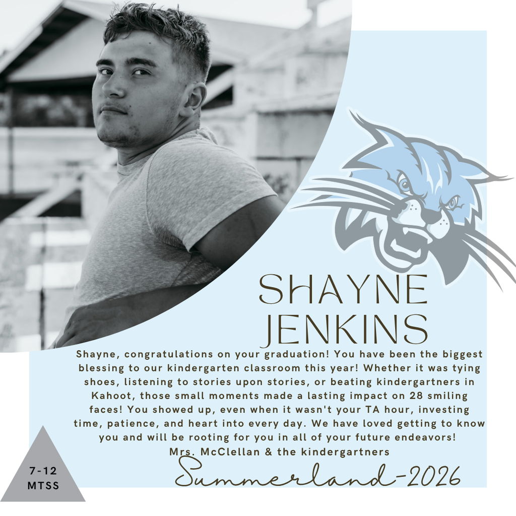 Senior Salute for Shayne Jenkins written by Mrs. McClellan and kindergartners