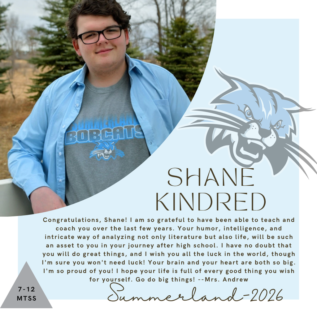 Senior Salute for Shane Kindred written by Mrs. Andrew
