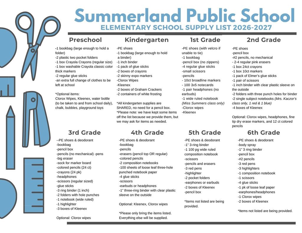 Elementary School Supply List