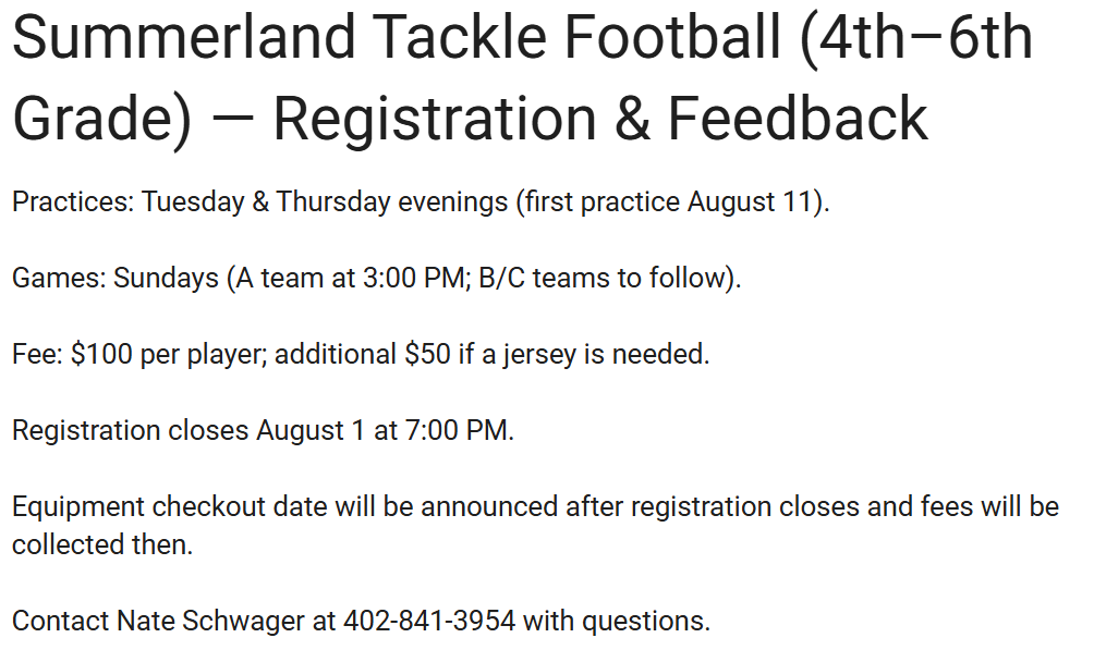 Youth Football Registration