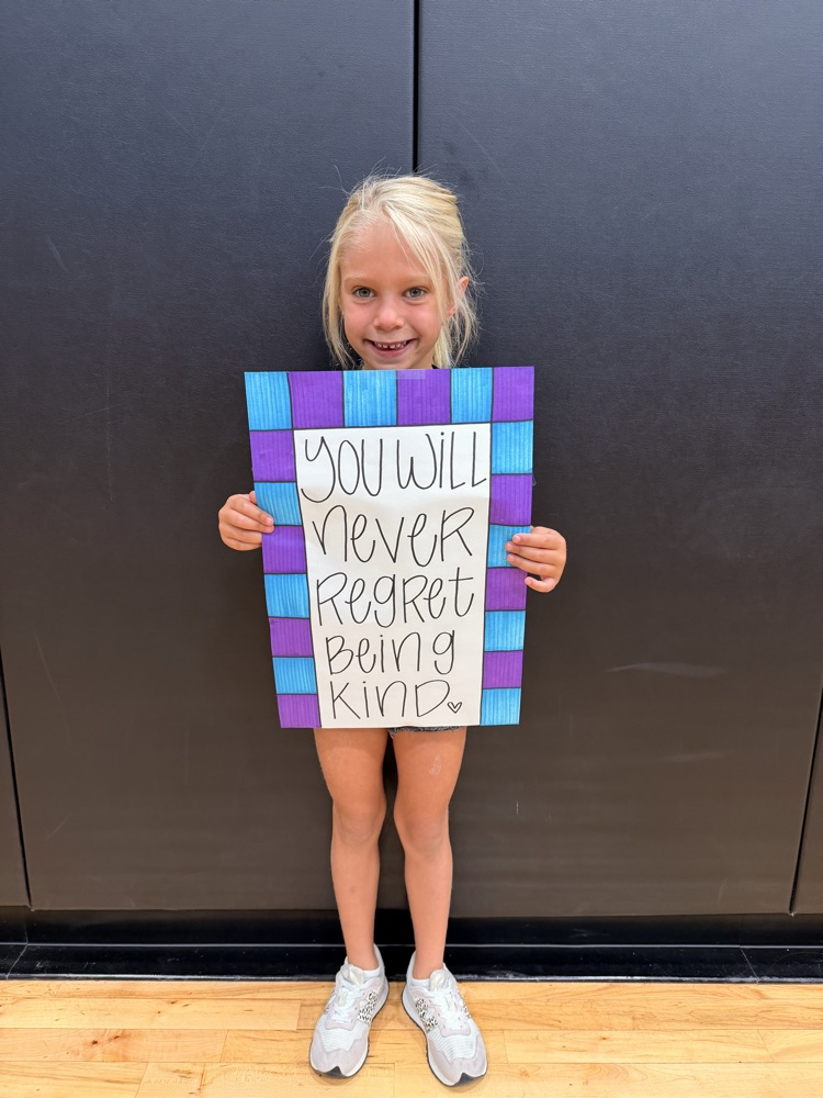 Keep the Quote winner Hattie with quote poster You will never regret being kind 