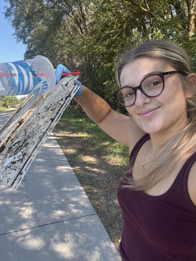 Kaylee and Abryelle picking up garabe in the Ewing, Clearwater and Orchard area as part of the Go Green Ribbon Project for FBLA