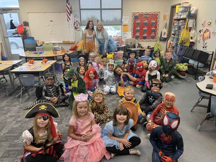 kindergarten dressed up for Halloween