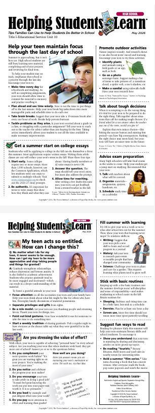 Helping Children Learn High School May 2026
