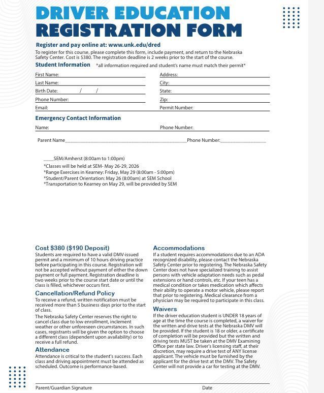 Drivers Ed Summer 2026 Page 1