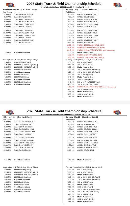 State Track Schedule 2026!!