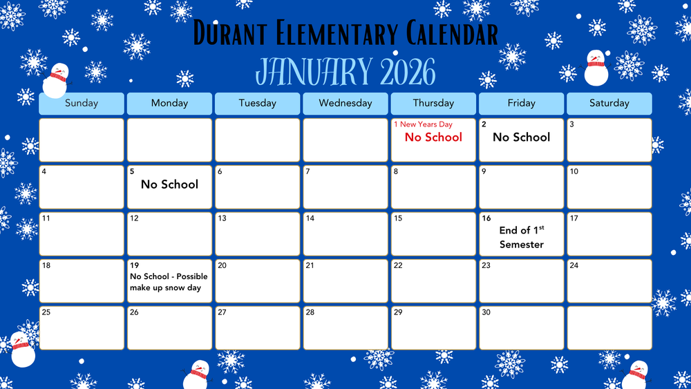 Durant January Calendar