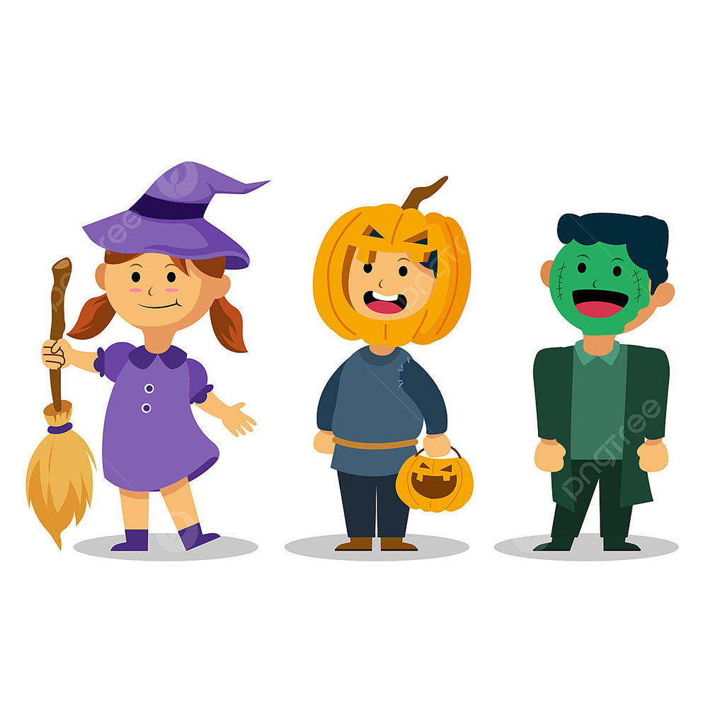 kids in Halloween costumes 