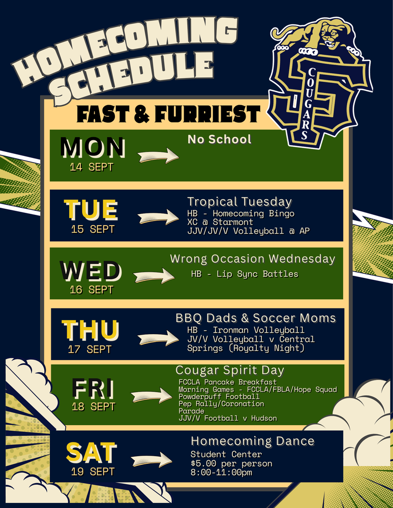 SFHS Homecoming Schedule