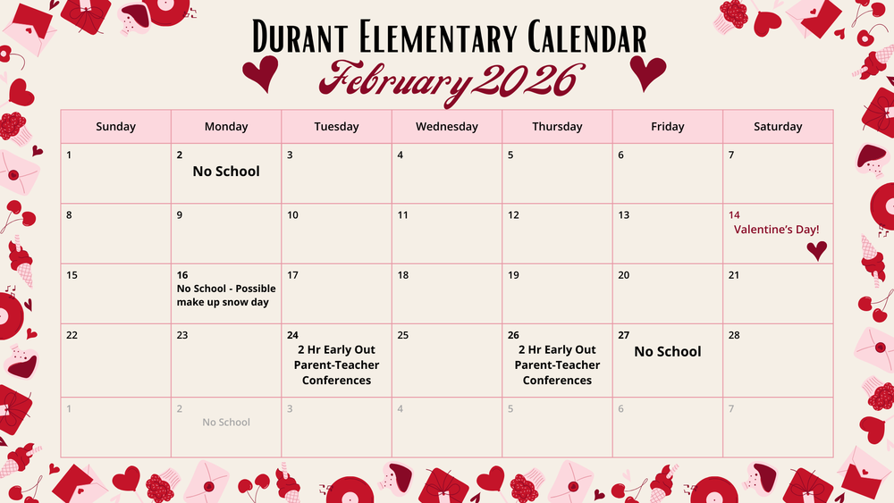 Durant February Calendar