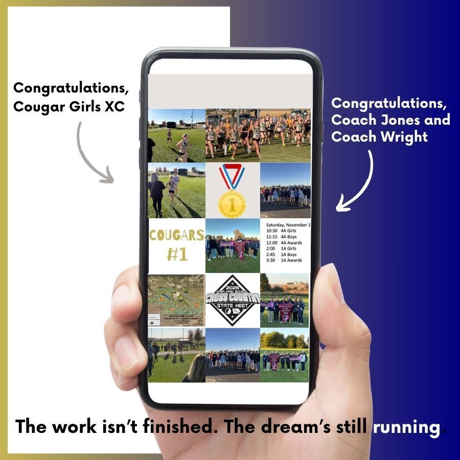 1-2-3 and to the 4, Cougar Cross Country ’bout to hit the Fort. Putting in the miles since before the fall, Grinding every day, we've been givin’ it our all. Ain’t nothin’ but a team thang, our pace won’t stop, Cougar pride is loud when we step to the block.