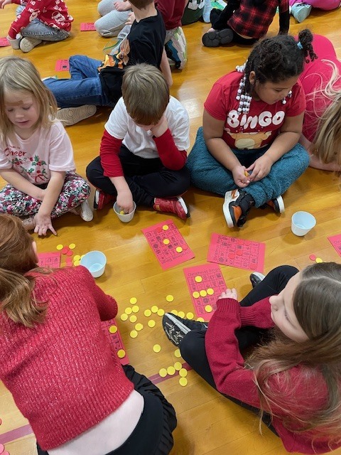 Students playing bingo