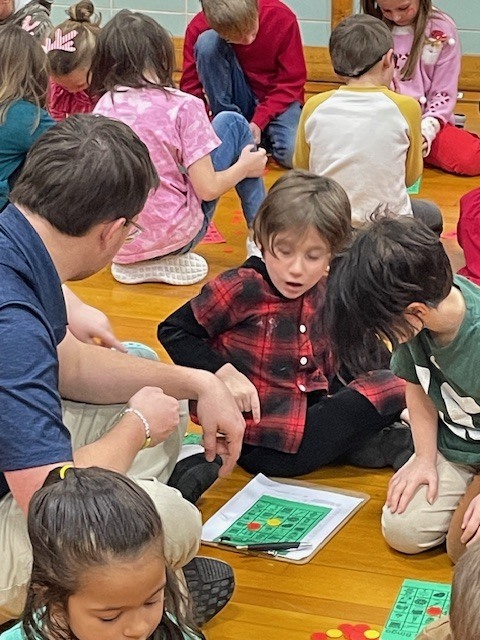 Students playing bingo