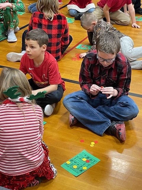 Students playing bingo