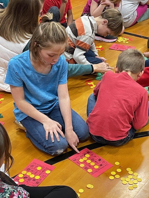 Students playing bingo