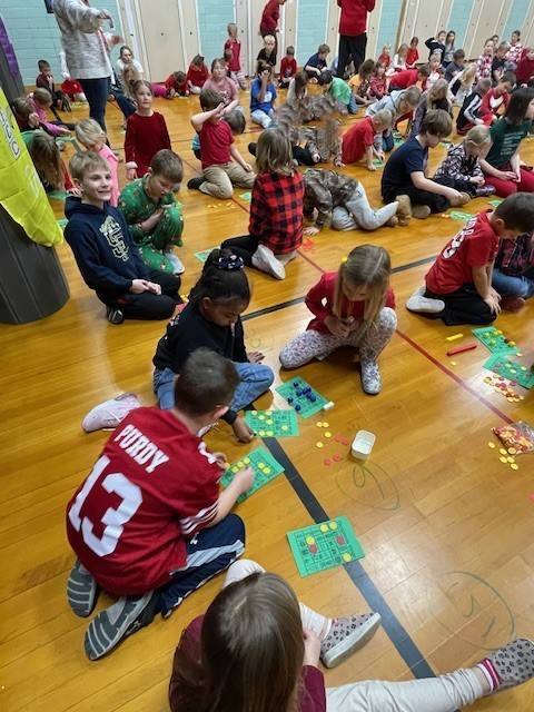Students playing bingo