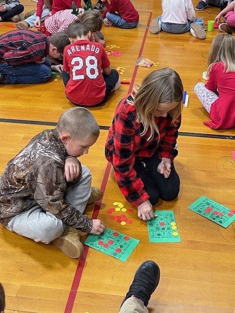 Students playing bingo