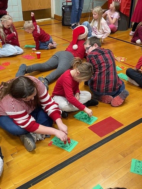 Students playing bingo