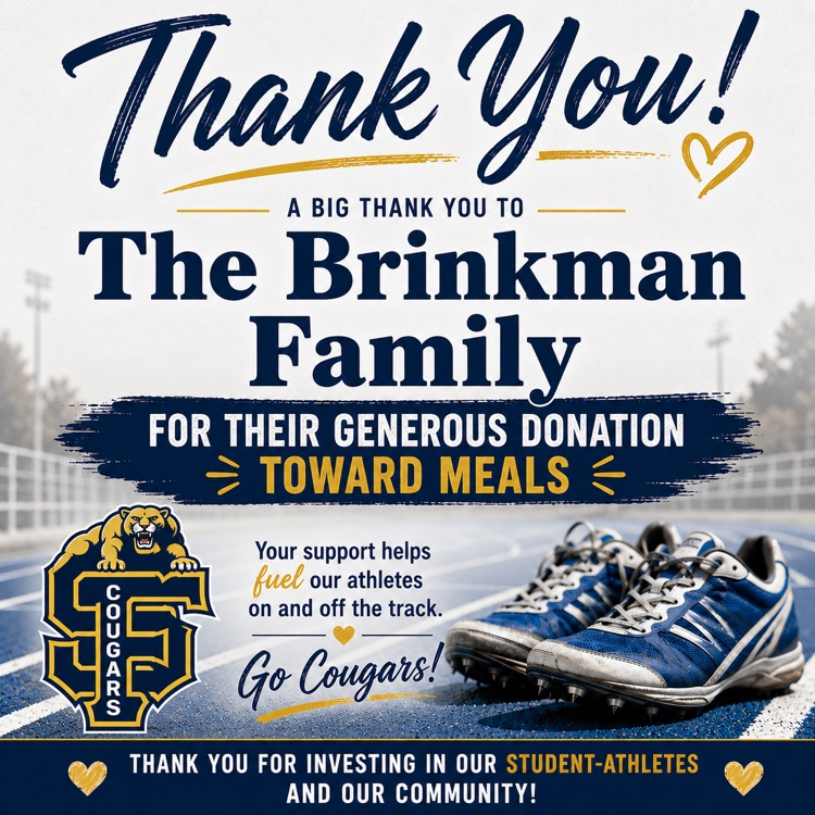 brinkman SFHS track meal donations thank you