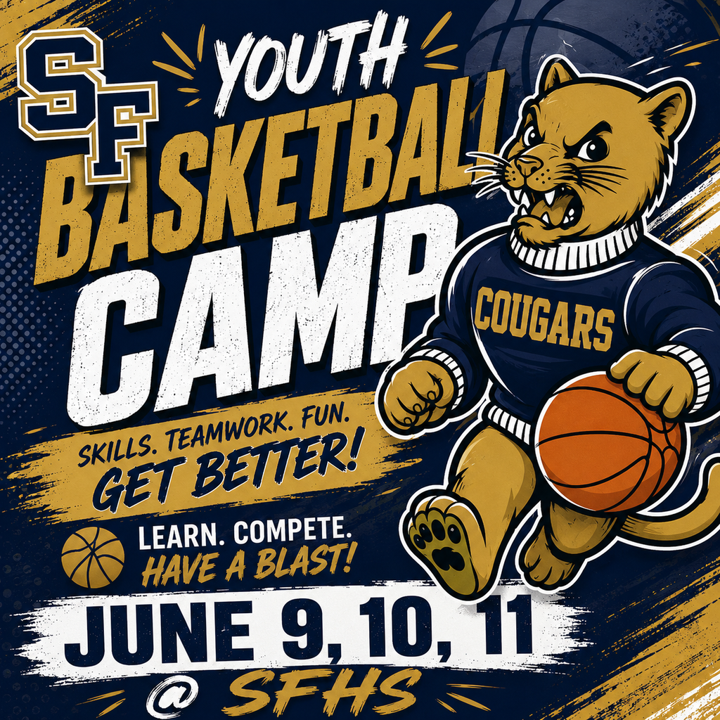 JUNE 9-11 SF COUGAR youth basketball camp this Tuesday, Wednesday, and Thursday.