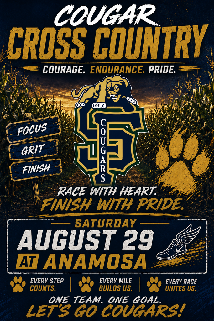 Summer had a good run…but the Cougars are back. IT’S OFFICIALLY GAME WEEK, COUGAR NATION! The wait is over and the Cougars are ready to compete! Check out this week’s event previews and come out to support our student-athletes as we kick off another season of Cougar athletics. Go Cougars! XC @ Anamosa on Aug 29, VB at Tripoli Aug. 27 and @ Indee Aug. 29. FB @ South Winn on Aug. 28 JJV @ 4:30 and Varsity @ 7 pm
