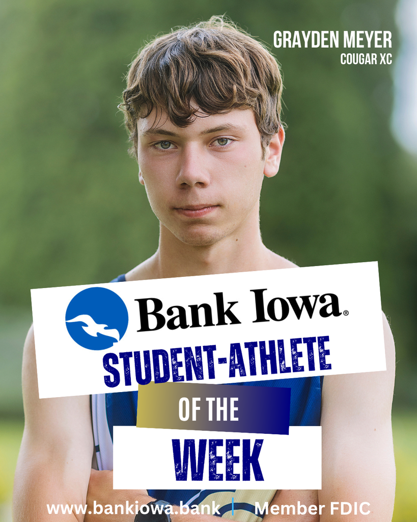 Bank Iowa SFHS Student-Athletes of the Week: Grayden Meyer and Erin Steege "Grayden never seeks the spotlight; instead, he chooses to lead by example. Day after day, he puts in the work with a humble and positive attitude. He shows tremendous determination, grit, and consistency through every mile on the course. Grayden sets a great example through his work ethic, perseverance, and commitment. We are proud of all he has accomplished and excited to watch his success continue both on and off the course." - Coach Jones "Erin is a strong defensive player and someone we can always count on to hustle and make a play for her team. What makes her even more special is the way she leads and puts the team first. She is always encouraging her teammates, working hard, and doing whatever she can to make the team better. She also just achieved 1,000 career digs, which is a huge accomplishment and we are so proud of her!" - Coach Mitchell