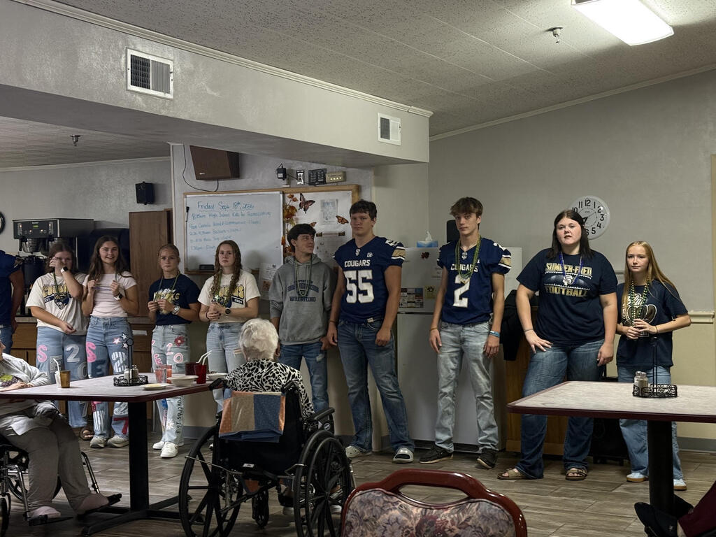 Proud of Our Cougars!  This past Friday we had a great group of students spend time visiting with residents at Hillcrest Living, and we couldn’t be prouder of how they represented Sumner-Fredericksburg!  It was great to see our students sitting down, having conversations, sharing stories, listening, laughing, and building connections with members of our community.  Experiences like this are a great reminder that being a Cougar is about more than what happens in the classroom, on the court, or on the field. It’s also about being a positive presence in our communities, making a difference in the lives of others, and learning from one another.  Thank you to Hillcrest for welcoming our students and giving them this opportunity. 