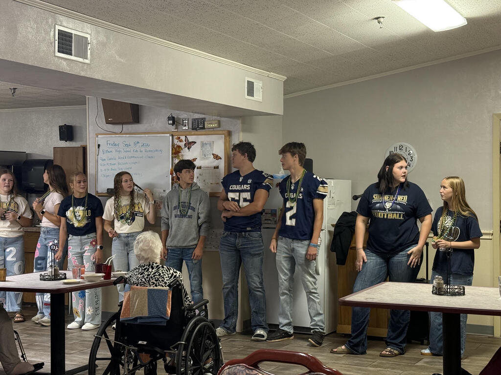 Proud of Our Cougars!  This past Friday we had a great group of students spend time visiting with residents at Hillcrest Living, and we couldn’t be prouder of how they represented Sumner-Fredericksburg!  It was great to see our students sitting down, having conversations, sharing stories, listening, laughing, and building connections with members of our community.  Experiences like this are a great reminder that being a Cougar is about more than what happens in the classroom, on the court, or on the field. It’s also about being a positive presence in our communities, making a difference in the lives of others, and learning from one another.  Thank you to Hillcrest for welcoming our students and giving them this opportunity. 