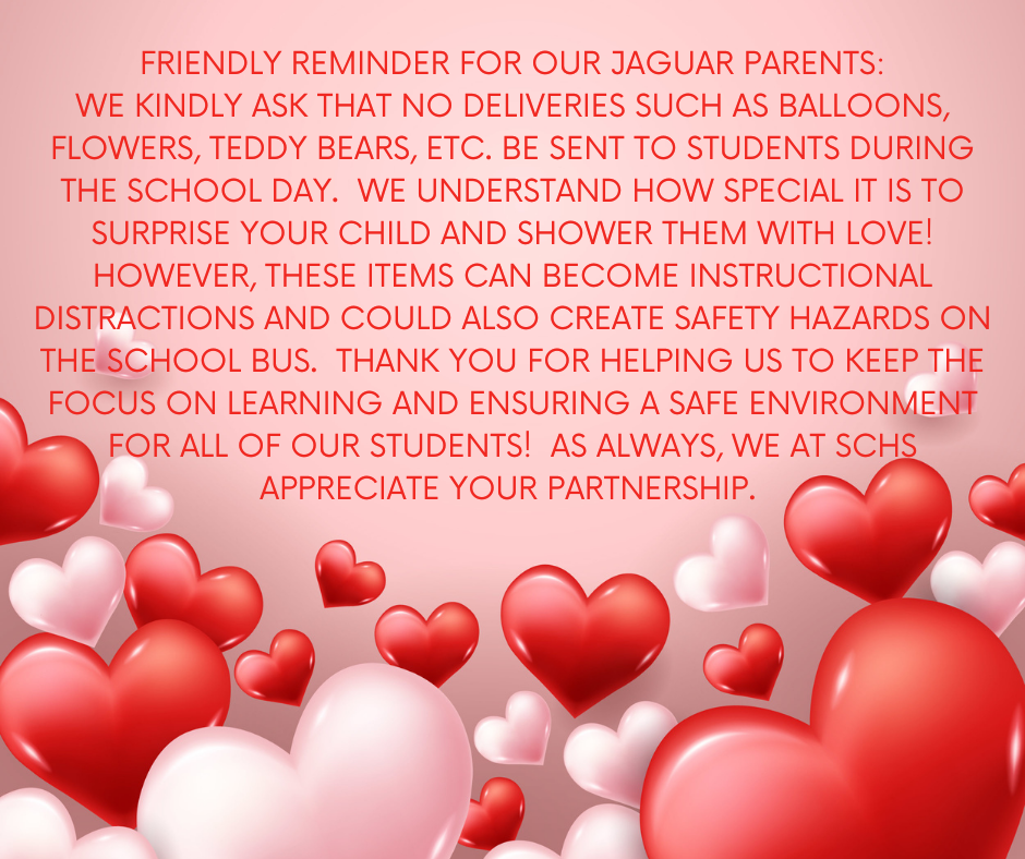 REMINDER THAT NO ITEMS FOR VALENTINES CAN BE SENT TO THE SCHOOL