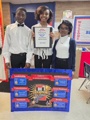 students holding a certificate showcasing their 2nd place win at the quiz bowl