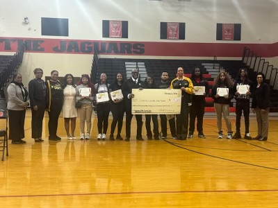 picture of scholarship recipients, SCS employees and ASU representatives 