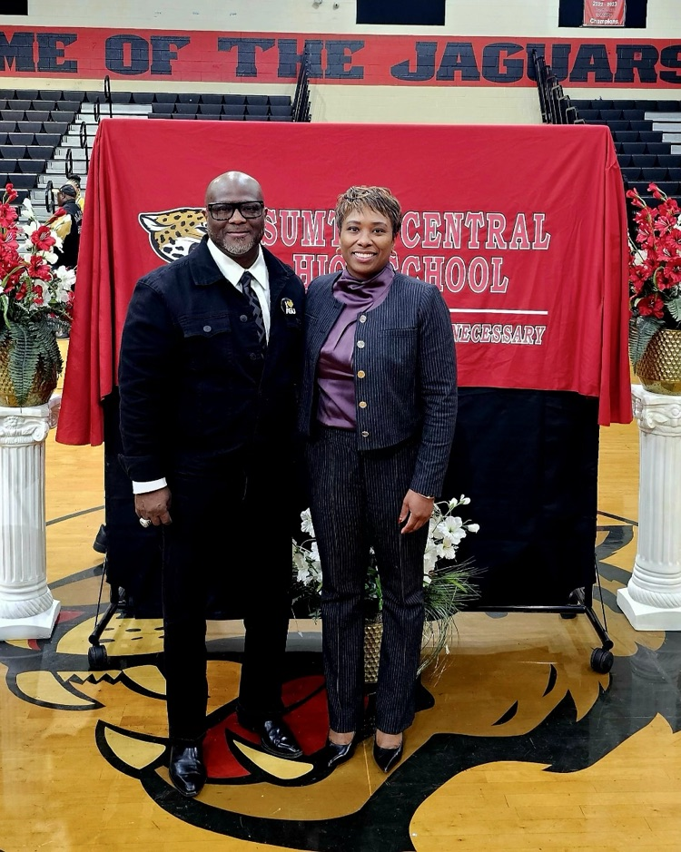 Superintendent Dr. Burroughs posing with Dr. Williams from ASU.