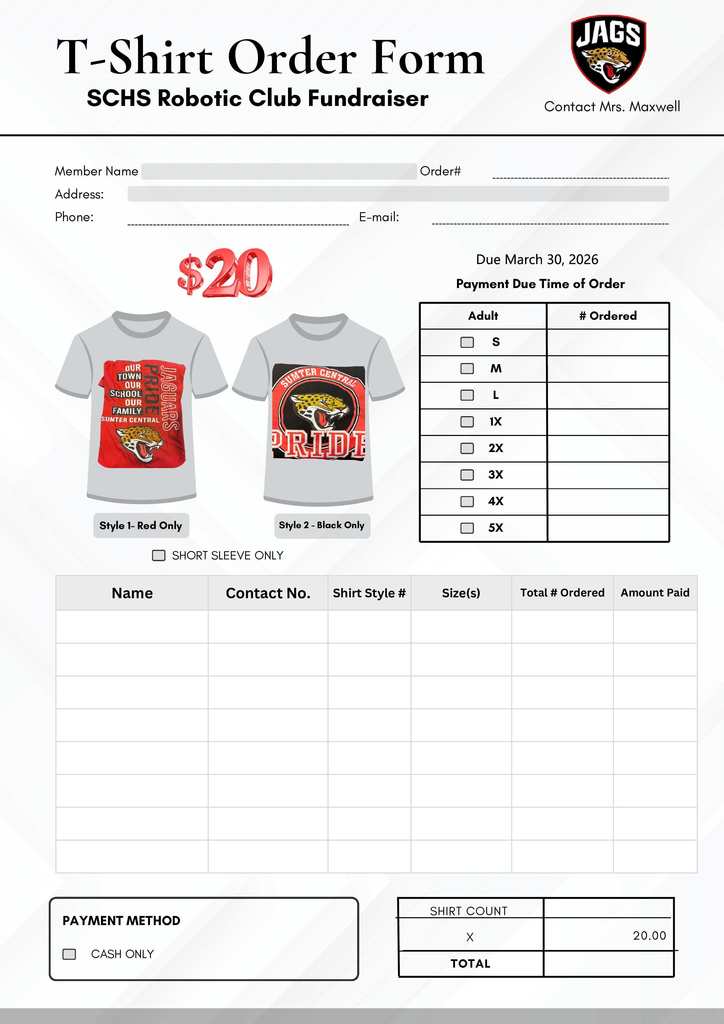 Robotics tshirt form