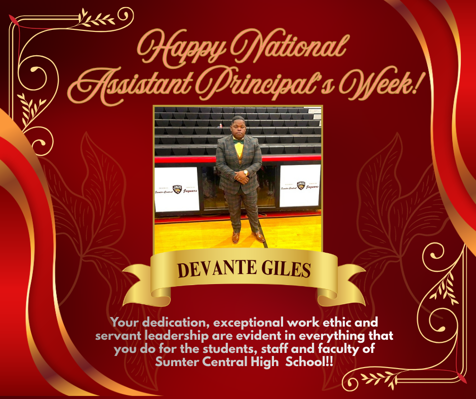 Celebratory post for Assistant Principal Devante Giles