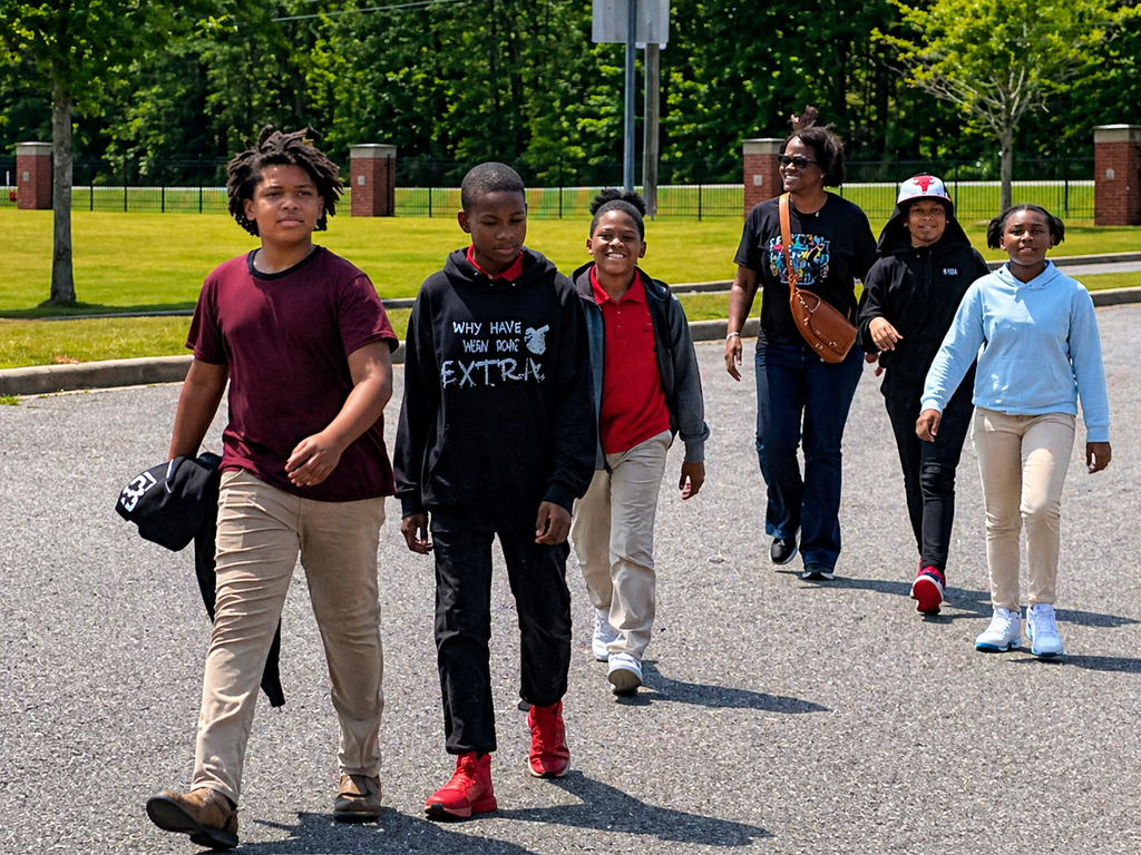 students walking