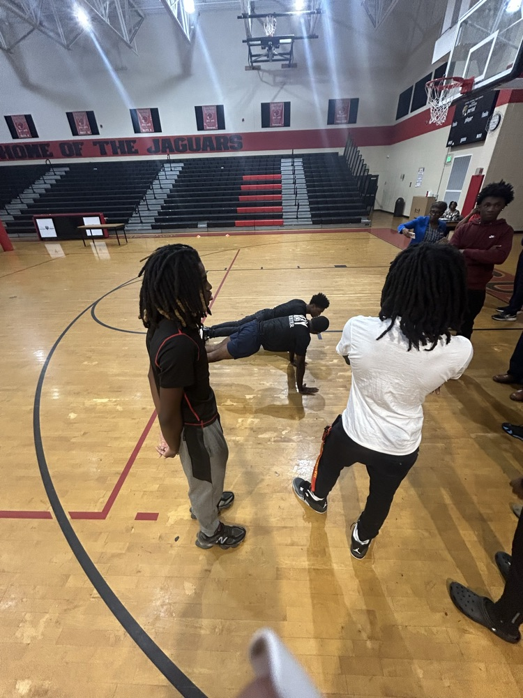Students doing push-ups