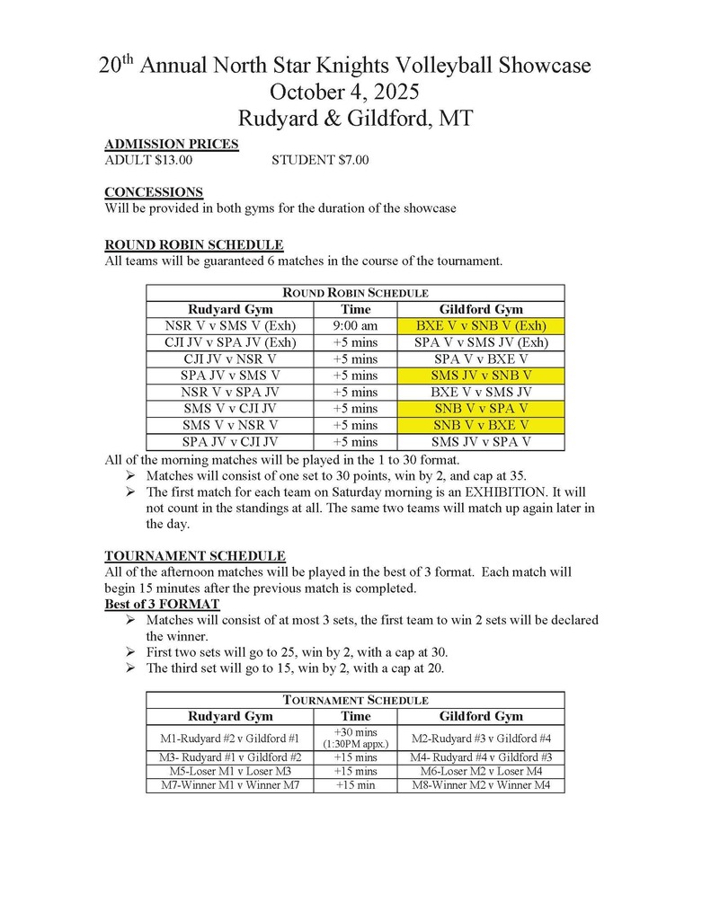 North Star VB Tourney Info