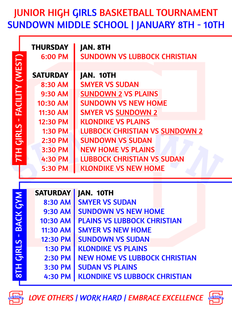 Girls MS Basketball - Sundown Tournament 2026