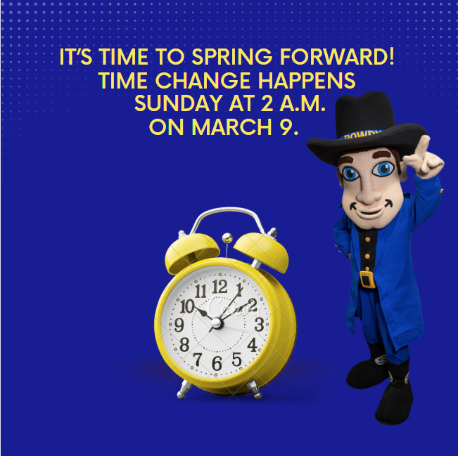 It's time to spring forward! Time change happens at 2 a.m. on Sunday, March 9.