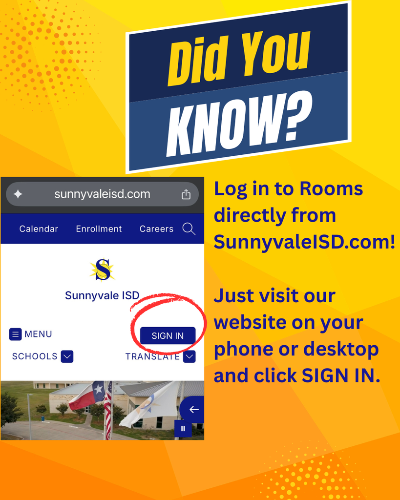 Sign in to Rooms from the SISD homepage