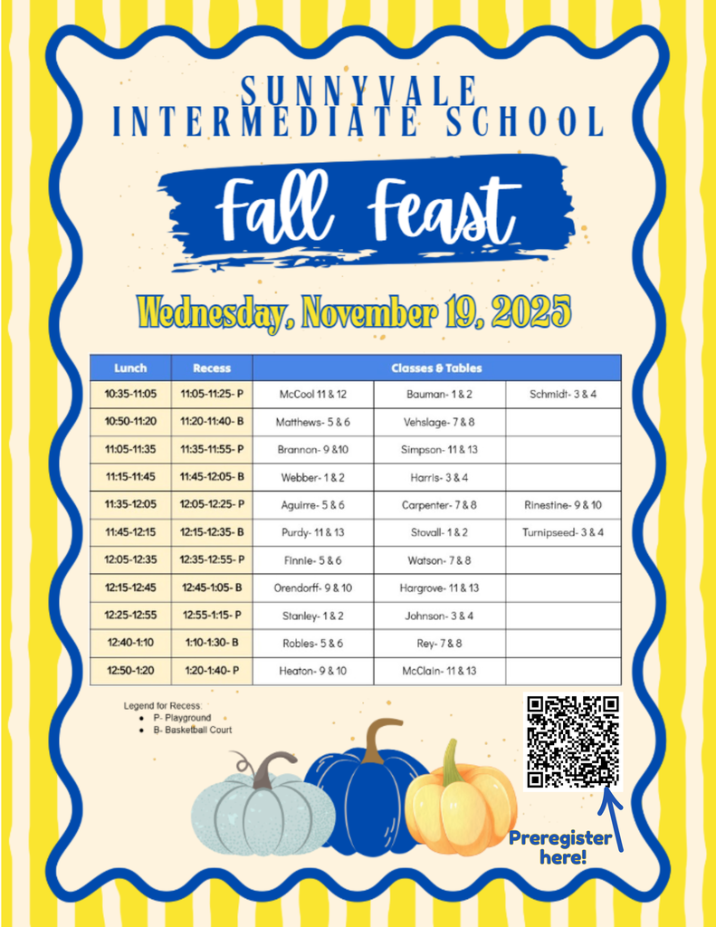 Fall Feast Schedule