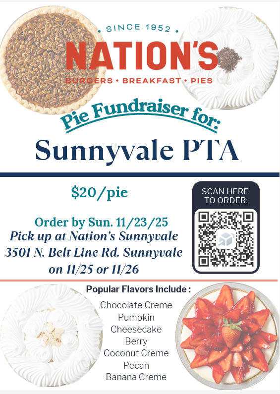 PTA  and Nations Burgers Pie Orders